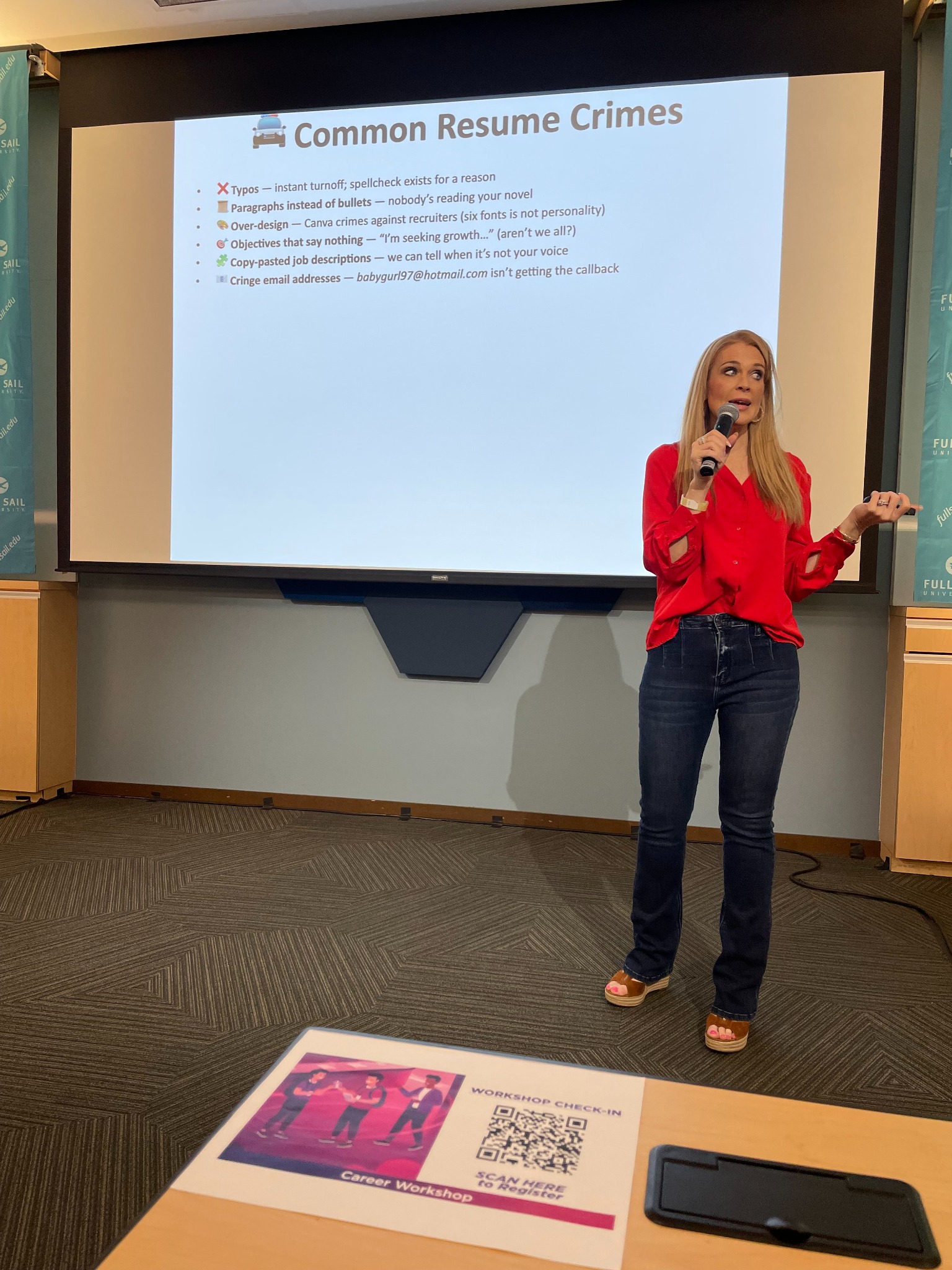 Rachel Hopper Grassi presenting common résumé mistakes